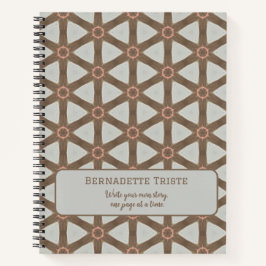 Naam Waterverf Geometric Pinwheels Pattern Brown Notitieboek