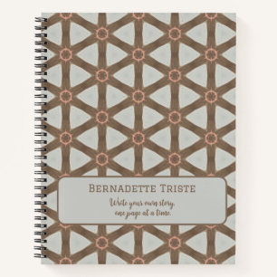 Naam Waterverf Geometric Pinwheels Pattern Brown Notitieboek