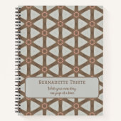 Naam Waterverf Geometric Pinwheels Pattern Brown Notitieboek (Voorkant)