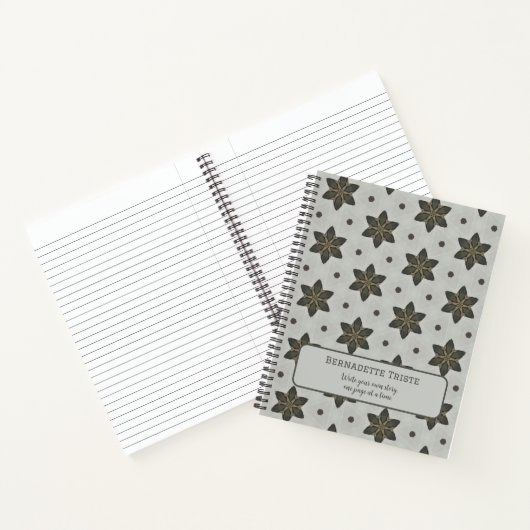 Naam Waterverf Geometric Star Pattern Grey Brown Notitieboek (Binnen)