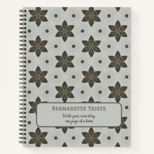 Naam Waterverf Geometric Star Pattern Grey Brown Notitieboek