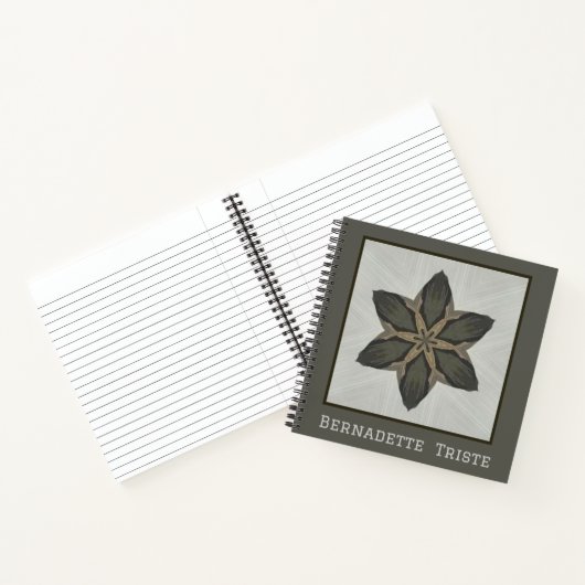 Naam Waterverf Geometric Star Pattern Grey Brown Notitieboek (Binnen)