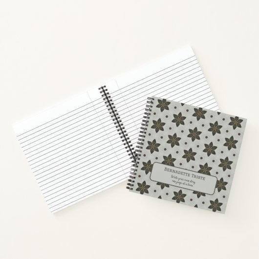 Naam Waterverf Geometric Star Pattern Grey Brown Notitieboek (Binnen)