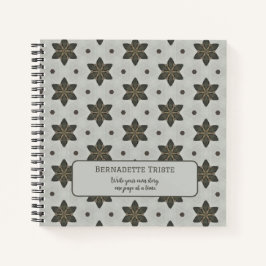 Naam Waterverf Geometric Star Pattern Grey Brown Notitieboek