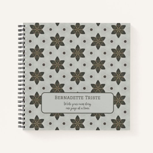 Naam Waterverf Geometric Star Pattern Grey Brown Notitieboek (Voorkant)