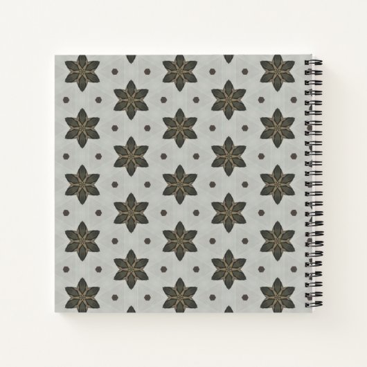 Naam Waterverf Geometric Star Pattern Grey Brown Notitieboek (Achterkant)