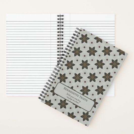 Naam Waterverf Geometric Star Pattern Grey Brown Notitieboek (Binnen)