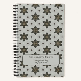 Naam Waterverf Geometric Star Pattern Grey Brown Notitieboek