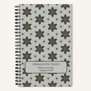 Naam Waterverf Geometric Star Pattern Grey Brown Notitieboek