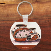 Naam Waterverf-Kijk Native American Pottery Art Sleutelhanger (Voorkant)