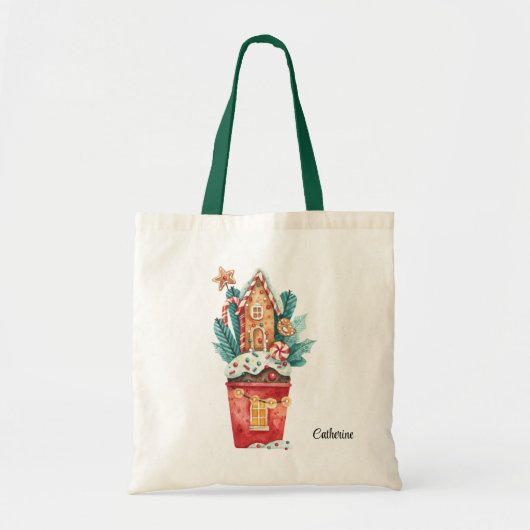 Naam, Waterverf Magisch Snoepgoed Huis Tote Bag (Voorkant)