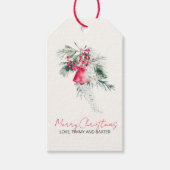 Naam Waterverf Modern Script Merry Christmas Cadeaulabel (Voorkant)
