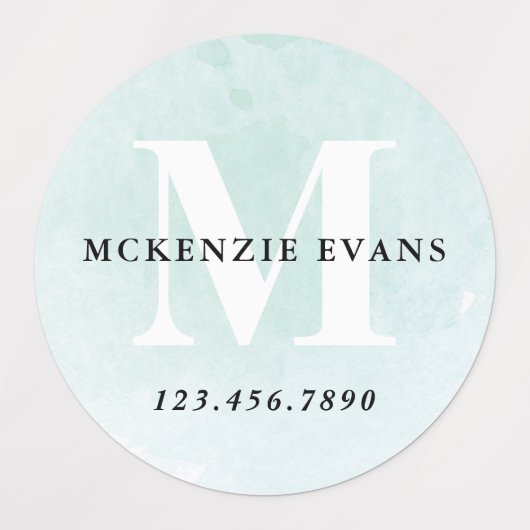 Naam waterverf monogram labels (Design 1)