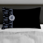 Naam + Waterverf Monogram Shark | Zwart-blauw Kussensloop