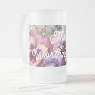 Naam Waterverf Pansies Flowers Pastels Matglas Bierpul
