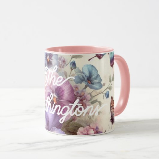 Naam Waterverf  Pansies Flowers Pastels Mok (Voorkant rechts)