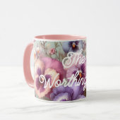 Naam Waterverf  Pansies Flowers Pastels Mok (Voorkant links)