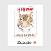 Naam Waterverf tijger hoofd Sticker (Vel)