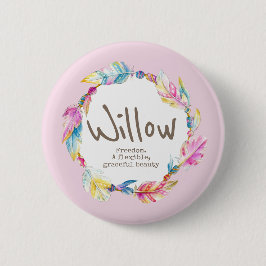 Naam waterverf van de doezelaar: willow roze ronde button 5,7 cm