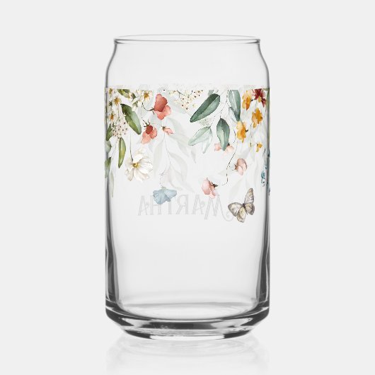 Naam, Waterverf Wildflowers Bloemdruppel Blikvorm Glas (Achterkant)