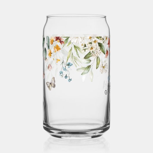 Naam, Waterverf Wildflowers Bloemdruppel Blikvorm Glas (Rechts)