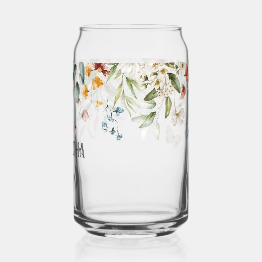 Naam, Waterverf Wildflowers Bloemdruppel Blikvorm Glas (Links)