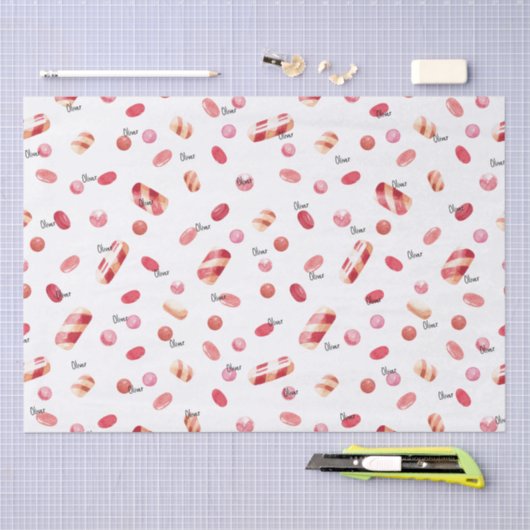 Naam, Weefselpapier (3) Valentijn Snoep Patroon Tissuepapier (Craft)