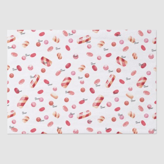 Naam, Weefselpapier (3) Valentijn Snoep Patroon Tissuepapier (Voorkant)
