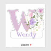 Naam Wendy met de Letter W Sticker Uitknippen (Vel)