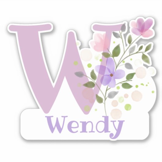 Naam Wendy met de Letter W Sticker Uitknippen (Voorkant)