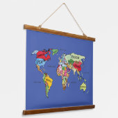 Naam wereldkaart hangend wandkleed (Gebogen)