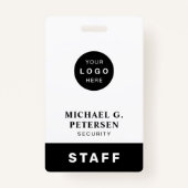 Naam werknemer aangepaste bedrijf logo personeel I Badge (Voorkant)