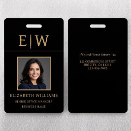 Naam werknemer Black Gold Photo Corporate Work Badge