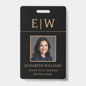 Naam werknemer Black Gold Photo Corporate Work Badge (Voorzijde)