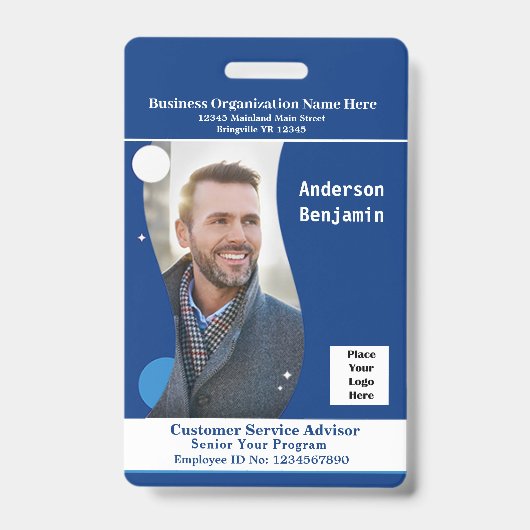 Naam Werknemer Foto Bar Code ID Kaart Badge (Voorzijde)