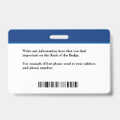 Naam Werknemer Foto Bar Code ID Kaart Badge (Achterkant)
