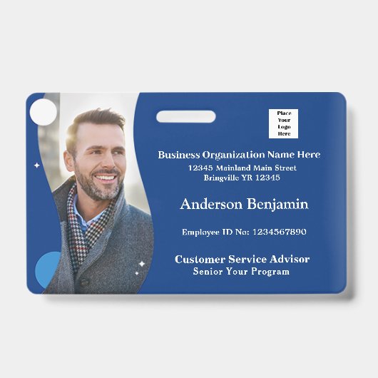 Naam Werknemer Foto Bar Code ID Kaart Badge (Voorzijde)