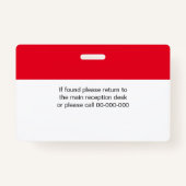 Naam werknemer Foto Bedrijf Logo QR Code Rood Badge (Achterkant)