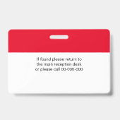 Naam Werknemer Foto Bedrijfslogo QR-code Rood Badge (Achterkant)