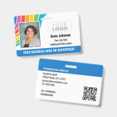 Naam werknemer Foto Logo QR Code ID Regenboogkleur Badge (Voor- en achterkant)