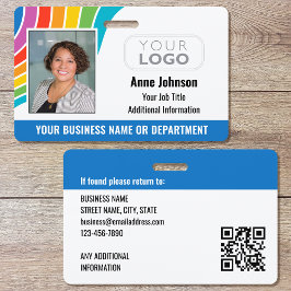 Naam werknemer Foto Logo QR Code ID Regenboogkleur Badge
