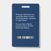 Naam Werknemer ID Identificatie Logo Aangepast Badge (Achterkant)