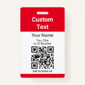 Naam werknemer ID Titel en QR Code Simple Red Badge (Voorkant)