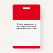Naam werknemer ID Titel en QR Code Simple Red Badge (Achterkant)
