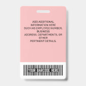 Naam werknemer Titel Barcode Logo Pink Geo ID Badge (Achterkant)