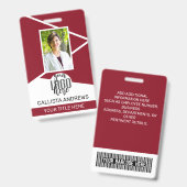 Naam werknemer Titel Barcode Logo Red Geo ID Badge (Voor- en achterkant)