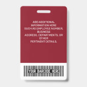 Naam werknemer Titel Barcode Logo Red Geo ID Badge (Achterkant)