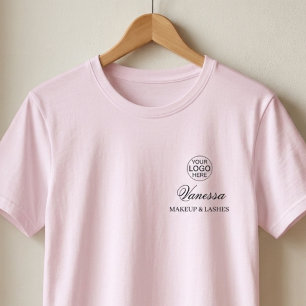 Naam Werknemer Zakelijk Logo Script Make-up Roze T-shirt