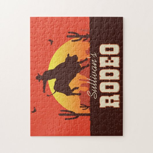 NAAM Westerne Cowboy Bull Rider Rodeo Legpuzzel (Verticaal)