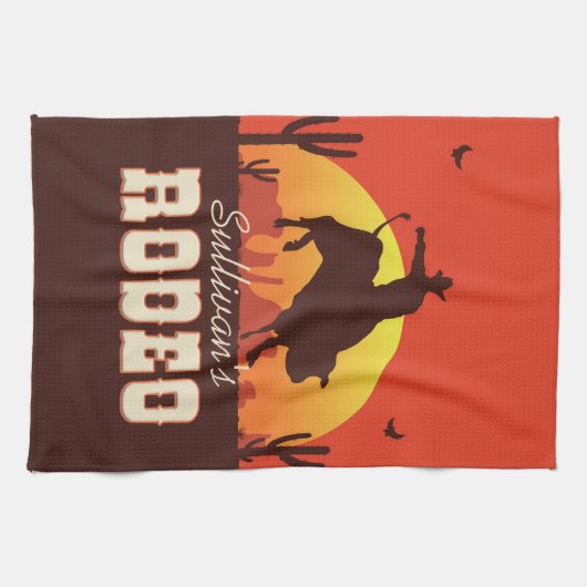  NAAM Westerne Cowboy Bull Rider Rodeo Theedoek (Horizontaal)